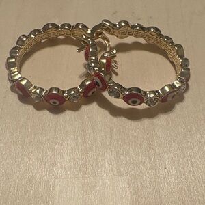 Elegant Gold and Red Hoop Earrings